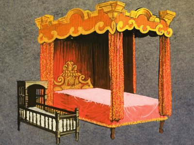 Letto a baldacchino e culla da English School