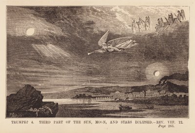 Quarto angelo che suona la tromba e oscura il sole, la luna e le stelle (incisione) da English School