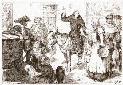 Francesco Lambert che predica, illustrazione da La storia del protestantesimo di James Aitken Wylie, pub. 1878 da English School