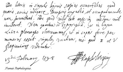 Francis Raphelengius da English School