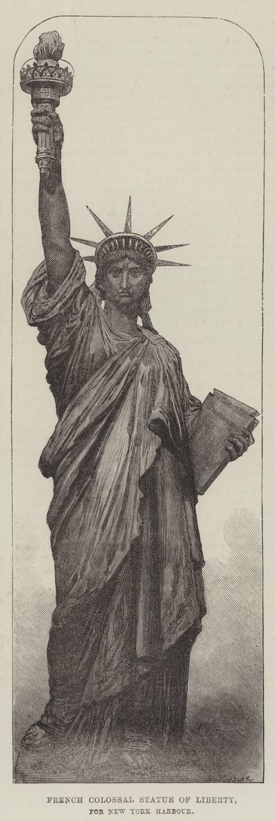 Statua colossale della Libertà francese, per il porto di New York da English School