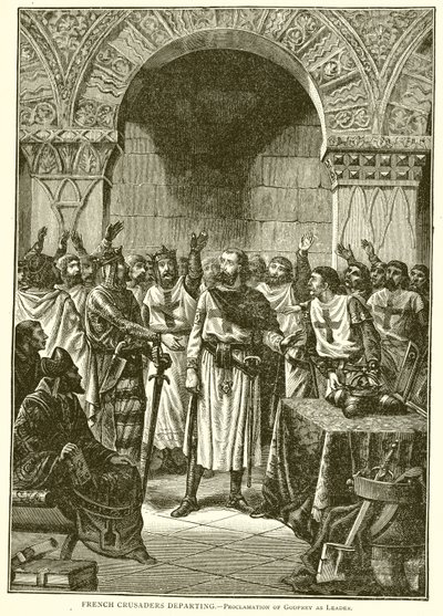 Crociati francesi in partenza. Proclamazione di Goffredo come leader da English School