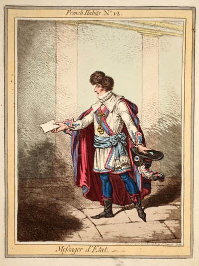 Abiti Francesi n. 12, Messaggero di Stato, pub. da H. Humphreys 21 maggio 1798 da English School