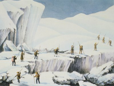 Frequenti apparizioni del ghiaccio con ponti di neve, da A Narrative of an Ascent to the Summit of Mont Blanc di Charles Fellows, pubblicato nel 1827 da English School