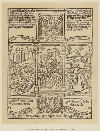 Dalla Biblia Pauperum, Block-Book, c 1450 (litografia) da English School