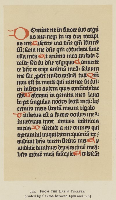 Dal Salterio latino stampato da Caxton tra il 1480 e il 1483 (litografia) da English School