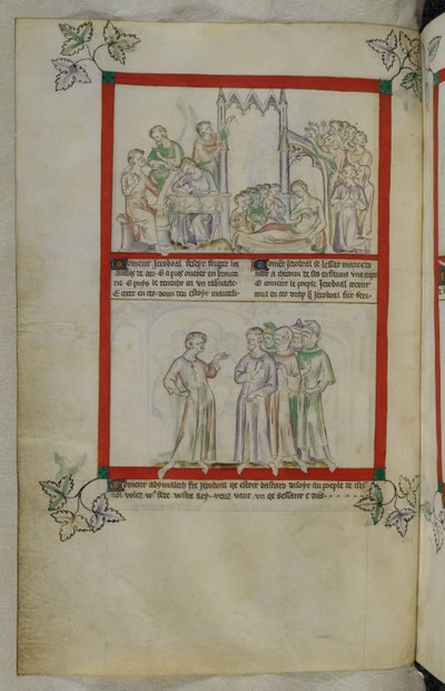Dalla storia di Gedeone (Jeroboal), dettaglio di una miniatura di manoscritto dal Queen Mary Psalter, MS Royal 2 B VII, f. 37v da English School