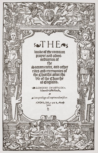 Frontespizio, Il Libro della Preghiera Comune, 1549 da English School
