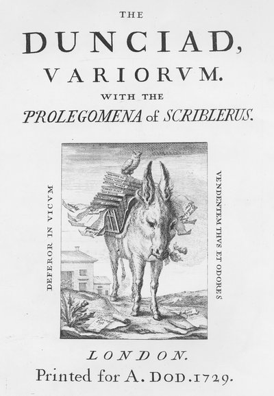 Frontespizio e frontespizio di The Dunciad Variorum di Alexander Pope, 1729 da English School