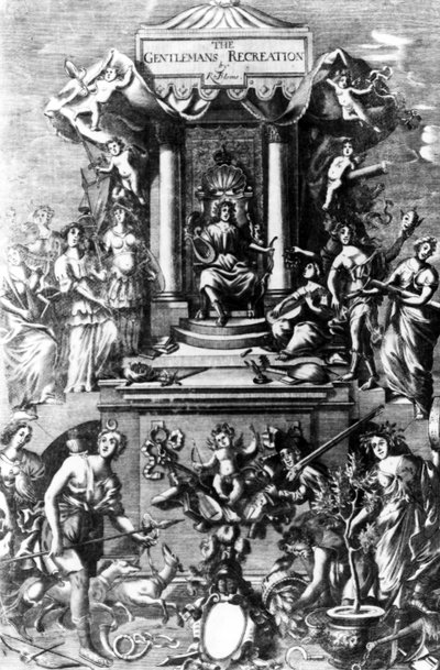 Frontespizio da The Gentlemans Recreation pubblicato da Richard Blome, 1686 da English School