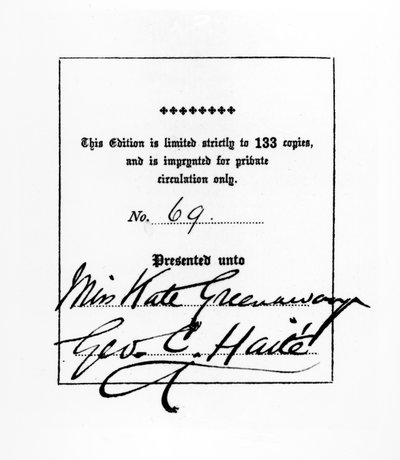 Frontespizio da una pubblicazione di Sette di Volumi Strani di George C. Haite dedicata a Kate Greenaway, c.1880-1900 da English School
