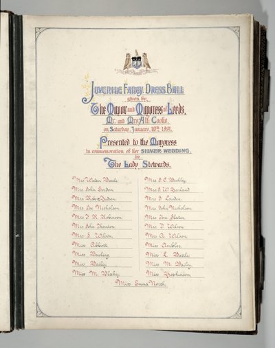 Frontespizio da un album souvenir del Juvenile Fancy Dress Ball, Leeds da English School