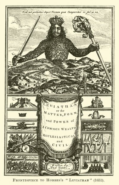 Frontespizio del Leviatano di Hobbes, 1651 da English School