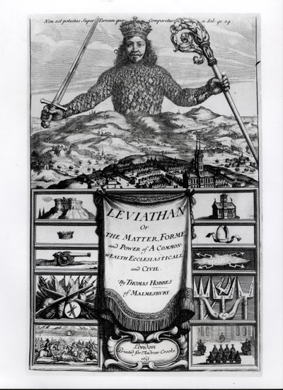 Frontespizio di Leviathan or the Matter, Forme and Power of a Common Wealth Ecclesiasticall and Civil, 1651, di Thomas Hobbes di Malmesbury da English School
