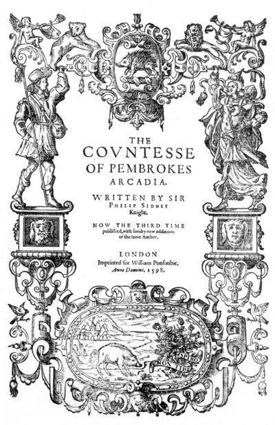 Frontespizio di The Countess of Pembrokes Arcadia di Sir Philip Sidney, 1598 da English School