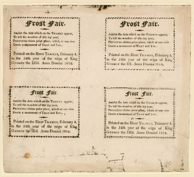 Fiera del Gelo del 1814 - souvenir stampati sul ghiaccio da English School