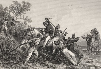 Ufficiali britannici in fuga e le loro famiglie attaccati dagli ammutinati, da "The History of the Indian Mutiny", pubblicato nel 1858 (incisione) da English School