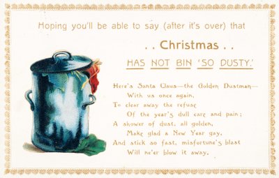 Bidone della spazzatura pieno, biglietto di Natale da English School