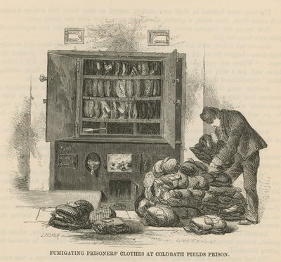 Disinfezione dei vestiti dei prigionieri alla prigione di Coldbath Fields da English School
