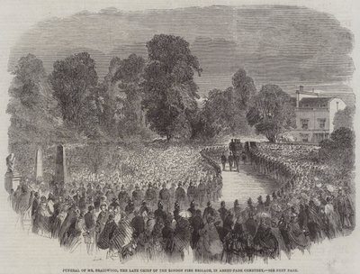 Funerale del Signor Braidwood, il defunto Capo dei Vigili del Fuoco di Londra, nel Cimitero di Abney-Park da English School