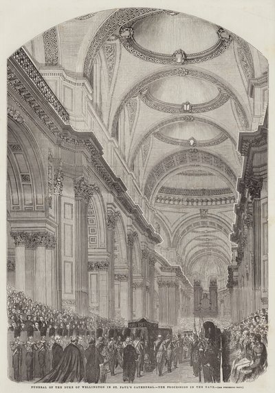 Funerale del Duca di Wellington nella Cattedrale di San Paolo, la Processione nella Navata (incisione) da English School