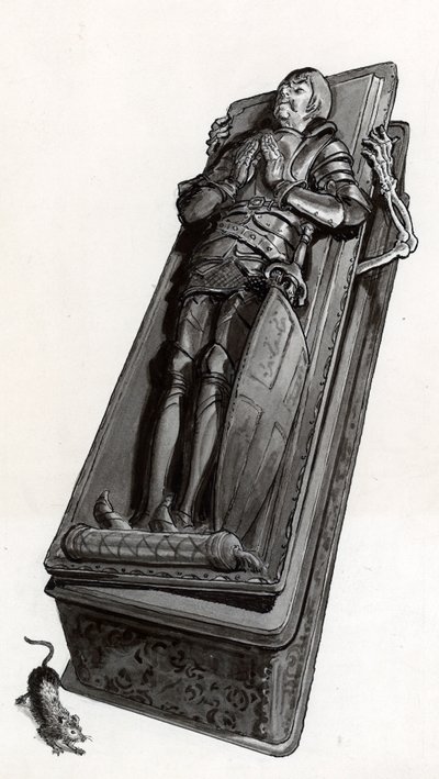 Monumento funebre con scheletro che esce da English School