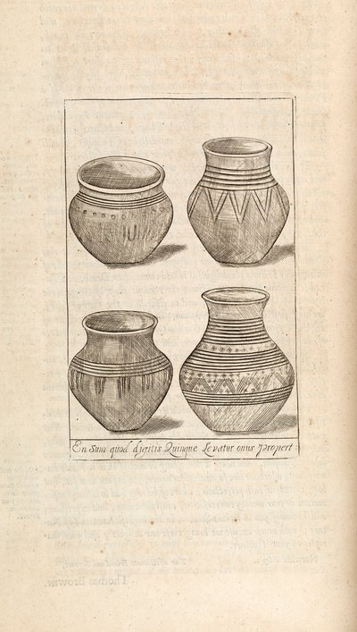 Urne funerarie, illustrazione da Opere di Thomas Brown, Londra 1686 da English School