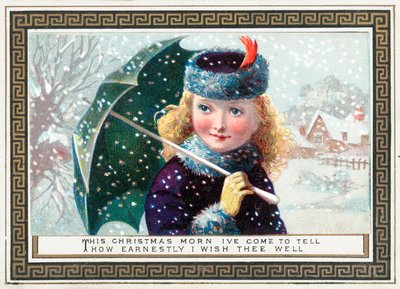 Ragazza con ombrello nella neve da English School