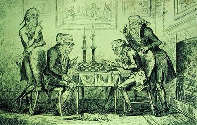 Partita a scacchi, inciso da George Cruikshank, pubblicato il 1° agosto 1835 da English School