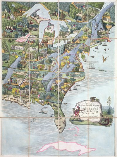 Gioco dello Star-Spangled Banner o Emigranti negli Stati Uniti, gioco da tavolo c.1860 da English School