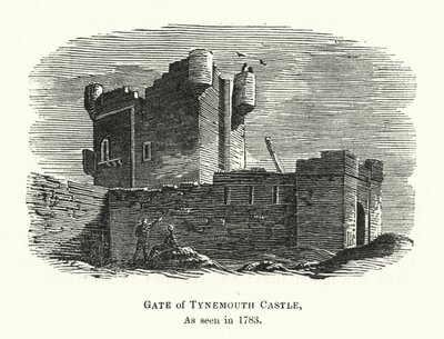 Porta del castello di Tynemouth, come vista nel 1783 (incisione) da English School