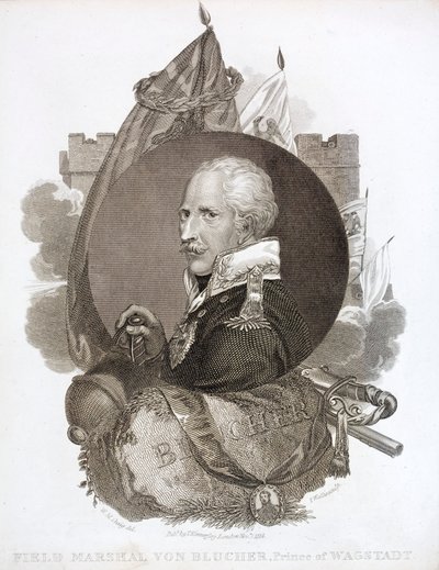 Gebhard von Blucher, Maresciallo di Campo prussiano (incisione) da English School