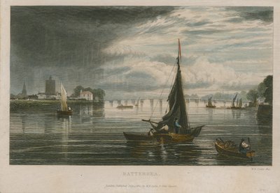 Vista generale delle barche sul fiume Tamigi a Battersea da English School