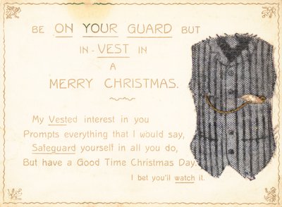 Gilet da gentiluomo, cartolina di Natale da English School