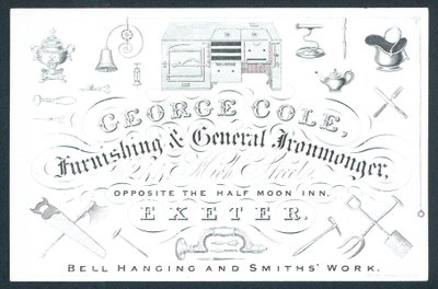 George Cole, ferramenta e ferramenta generale, biglietto commerciale da English School