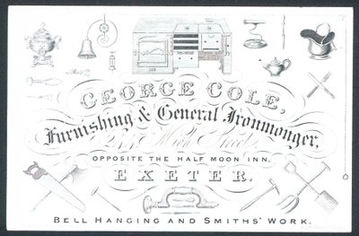George Cole, ferramenta e ferramenta generale, biglietto commerciale da English School
