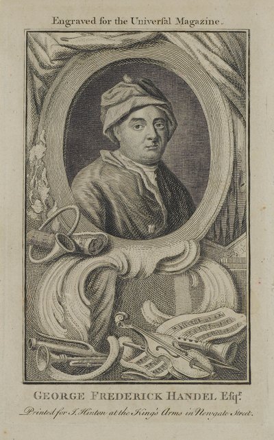 Georg Friedrich Händel, inciso per la Universal Magazine, c.1760 da English School