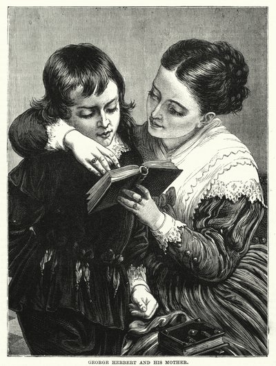 George Herbert e sua madre (incisione) da English School