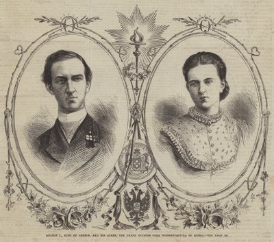 Giorgio I, re di Grecia, e la sua regina, la Granduchessa Olga Costantinovna di Russia da English School