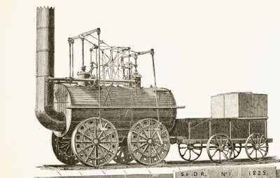 Il treno di George Stephenson del 1825, da The National and Domestic History of England di William Hickman Smith Aubrey (1858-1916) pubblicato a Londra, c.1890 da English School