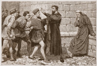 George Wishart che protegge il suo aspirante assassino, illustrazione da 