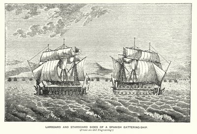 Gibilterra: Lati di babordo e tribordo di una nave da battaglia spagnola da English School