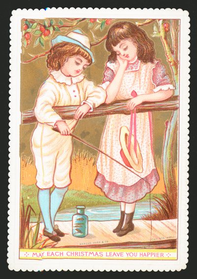 Ragazza e ragazzo che pescano con la canna da English School