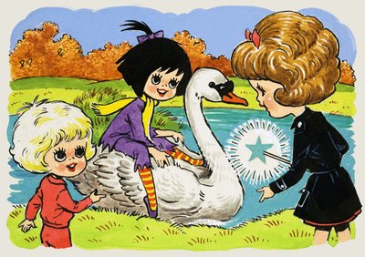Ragazza su un cigno da English School