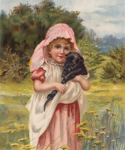 Ragazza con un cucciolo da English School