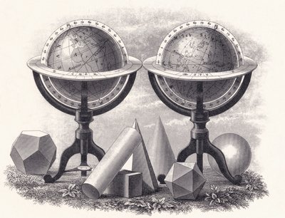 Globi della Terra e dei Cieli con Forme Geometriche da English School