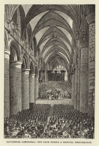 Cattedrale di Gloucester, la navata durante una performance del festival da English School