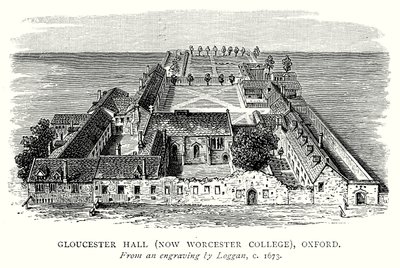 Gloucester Hall (ora Worcester College), Oxford (incisione) da English School