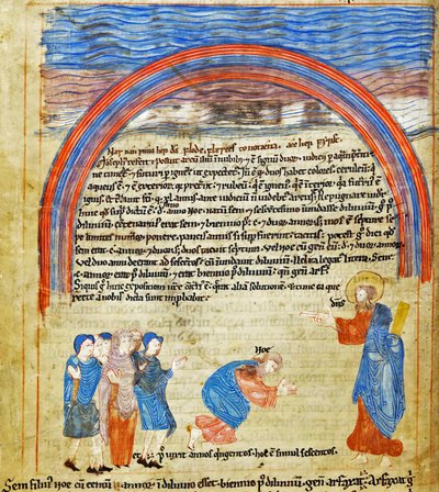 Dio e Noè stabiliscono il patto, Old English Hexateuch, Cotton Claudius B IV f.16v da English School