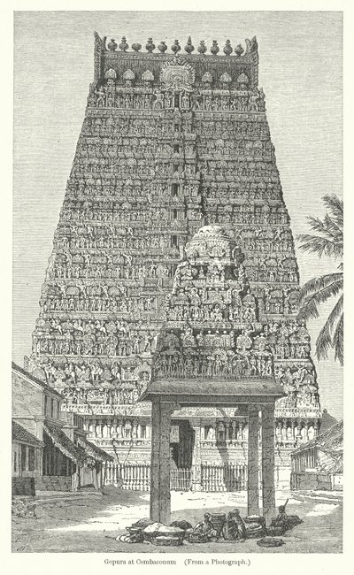 Gopura a Combaconum (incisione) da English School